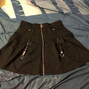 Black Pleated suspendier skirt